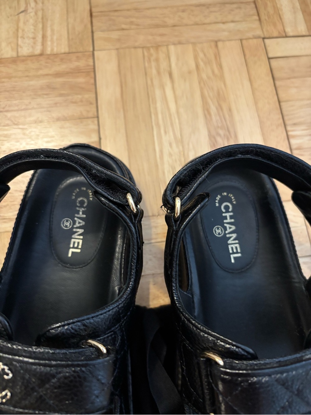 CHANEL Quilted Leather CC Logo Dad Sandals - Picture 10 of 15